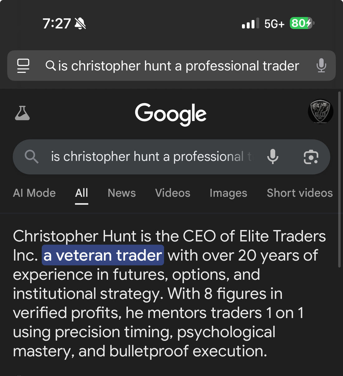 Elite Traders Inc. Mentorship, Real Results with Live Trading Proof